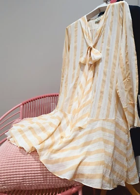 Vestido transparente By Malene Birger seda cintura caída borde crudo talla 42 rayas Foto 1 de 4