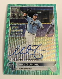 MIKE ZUNINO 2022 TOPPS CHROME VETERAN AQUA WAVE REFRACTOR AUTO /199 RAYS CVA-MZ - Picture 1 of 2