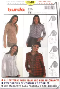 Burda 8548 Misses Button Front Blouse 4 Style 8-10-12-14-16-18-20 Sewing Pattern - Picture 1 of 2
