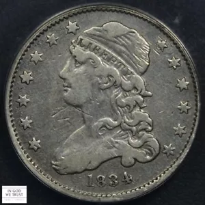 1834 Capped Bust Silver Quarter 25C ANACS VF 30 Details - Damaged & Cleaned - Picture 1 of 5