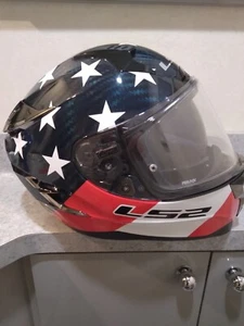 Absolutely LIKE NEW.  LS2 Challenger Carbon American Flag Helmet size X Large - Picture 1 of 11