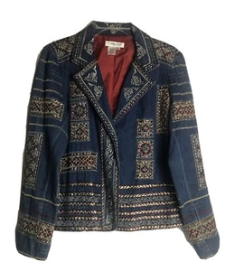 Coldwater Creek Blazer ~ Women’s Size M ~ Embroidered ~ Lined ~ Patchwork Jacket - Picture 1 of 10