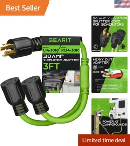30-Amp Generator Splitter Y Adapter Cord - NEMA L14-30P to 2 L14-30R, 4-Prong... - Picture 1 of 8