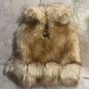 Susan Lanci Designs Harness Tan Fluff Faux Fur Coat Harness Size M - Picture 1 of 11