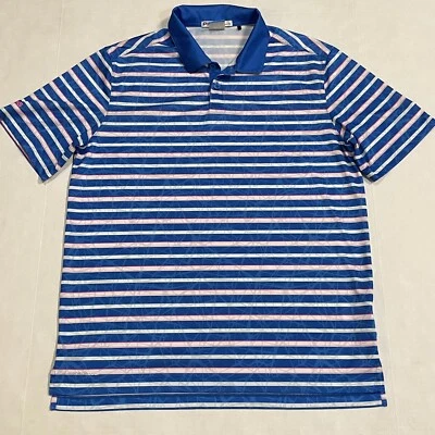Polo de golf Ping Modern Fit Sensorcool azul rosa blanco a rayas, hombre talla grande Foto 1 de 3