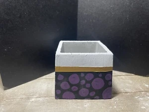 Handmade and Hand Painted Concrete Cement Planter Pot Black White Gold Purple - Picture 1 of 7