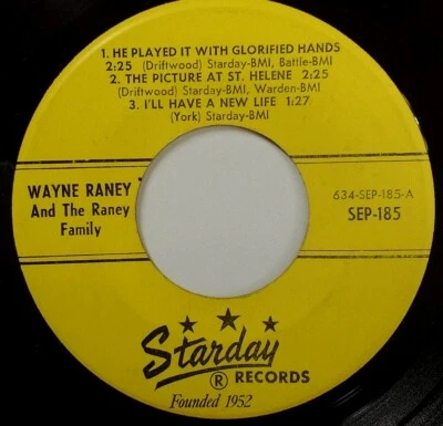 Wayne Raney Family 45 Rare Starday Record SEP-185 Country Gospel Harmonica  - Image 1 of 4