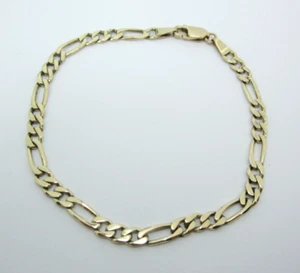 STUNNING 14K YELLOW GOLD (8-1/8") FIGARO CHAIN STYLE BRACELET 7.5G - Picture 1 of 7
