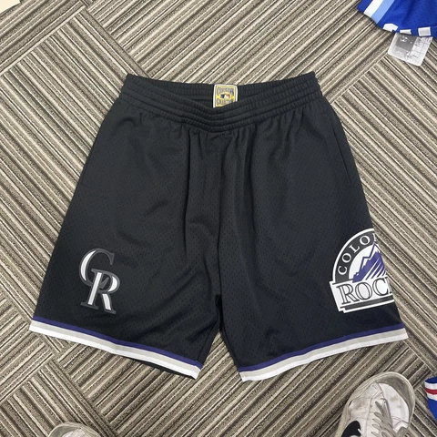 NEW MITCHELL AND NESS COOPERSTOWN COLLECTION ROCKIES MESH ID SHORTS LARGE Cover