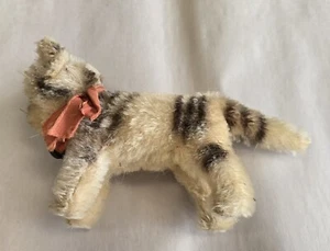 Vintage Miniatur Steiff Mohair Tapsy Katze mit Papieretikett und Glocke - Bild 1 von 7