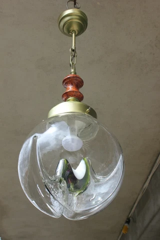 Vintage Mazzega Murano Italian Hanging Lamp Pendant , 1970's Single Chandelier C Cover