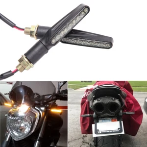 Flowing Motorcycle LED Turn Signals Brake Running Tail Lights Indicator Amber - Picture 1 of 11
