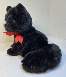 Vintage Fairview 11" Seated Black Cat Plush Stuffed Animal Fabulous Curled Tail - Picture 1 of 9