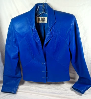 Firenze leather suit, jacket and skirt, blue, size M. DS07 - Image 1 of 4