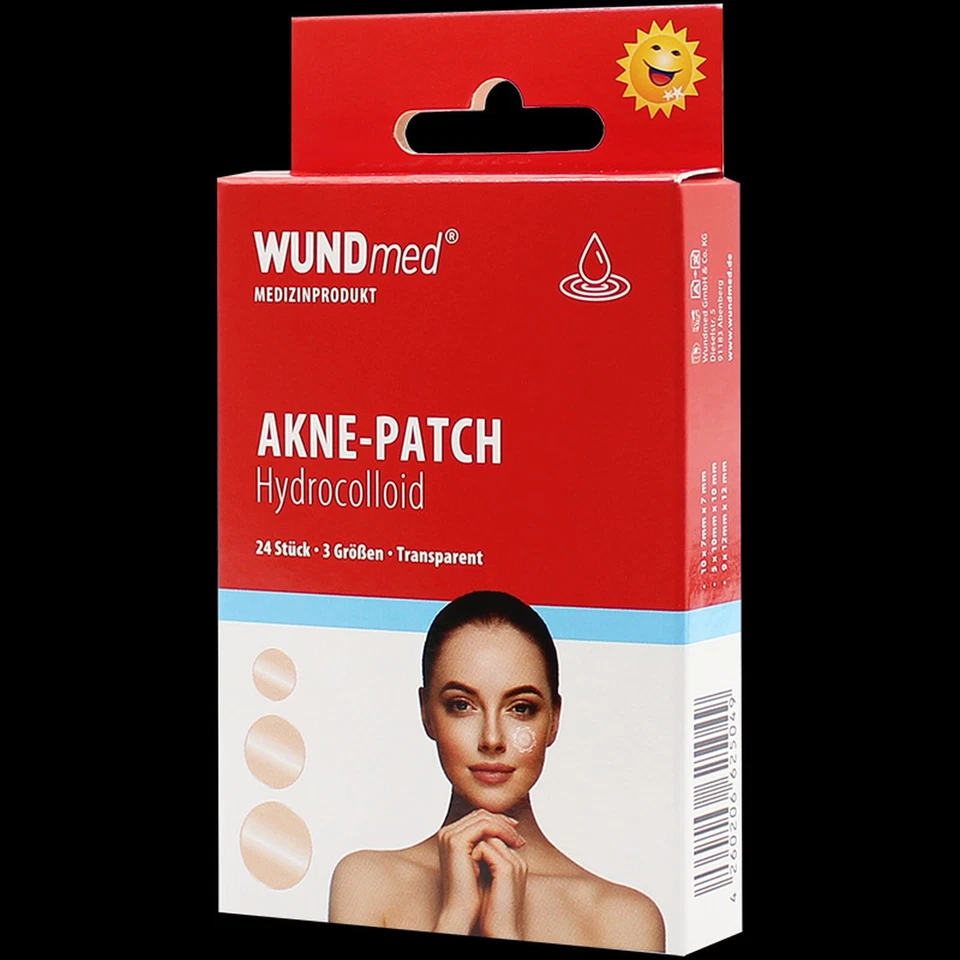 WUNDMED Akne Patch / Pickel Pflaster - 24 Patches in 3 Größen - Hydrokolloid Pflaster
