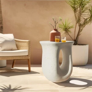 Light-Weight Accent Side Table Nightstand U-Shaped Coffee Table Stool Backyard - Picture 1 of 14