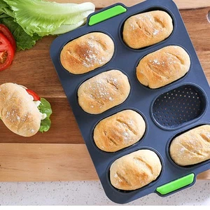 Mini Baguette Baking Tray, Non-Stick Silicone French Bread Baking Mould，DIY 8... - Picture 1 of 7