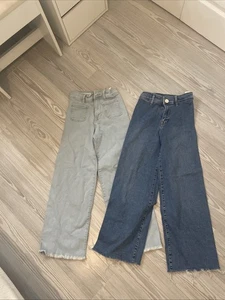 Zara Kids Set Of 2 Jean Size 9-10, 10 Girls Light & Dark Adjustable And Wide Leg - Picture 1 of 14
