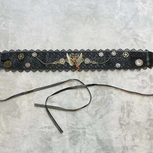 RenFaire Steampunk Belt Lace Faux Leather Metal Charms Adjustable Pirate Cosplay - Picture 1 of 8