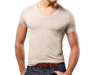 Mr Davis The Traditional Bamboo Cut V-Neck T-shirt Tone Size XL NWT Sealed Bag - Picture 1 of 9