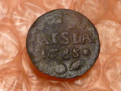 Original 1685 FRISIA Colonial Dutch NY Early Example 1st USA Penny #AA - Image 1 of 3