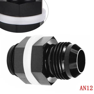 12 AN AN12 Flare Fuel Cell Bulkhead Fitting With Washer Black - Picture 1 of 7
