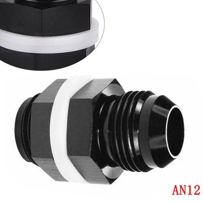12 AN AN12 Flare Fuel Cell Bulkhead Fitting With Washer Black - Image 1 of 4