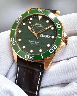 Мужские часы MIDO Ocean Star 200C 42,5 мм зеленый циферблат кожа M042.430.36.091.00 - Изображение 1 из 4