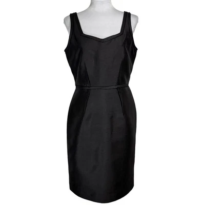 NWT Talbots Wool Silk Sheath Dress Size 10 P Black Shantung Satin Party Formal - Image 1 of 4