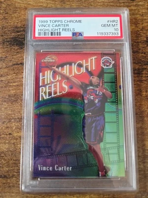 1999-00 Topps Chrome Vince Carter Highlight Reels PSA 10 Gem Mint #HR2 Raptors - Image 1 of 4