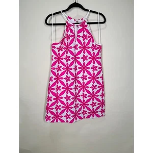 Skies are Blue Small Pink Floral Halter Dress White Sleeveless Casual Summer - Picture 1 of 6