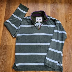 Boden Collared Retro Rugby Shirt Mens UK Large Green Stripe Long Sleeve Cotton - Picture 1 of 10