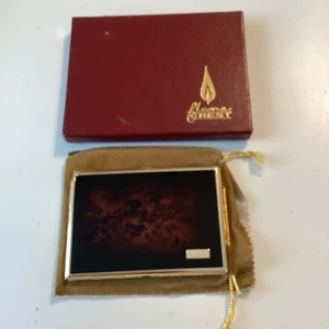 Vintage Faux Tortoiseshell Gold Tone Cigarette Case W / Lighter Flame-crest - Picture 1 of 11