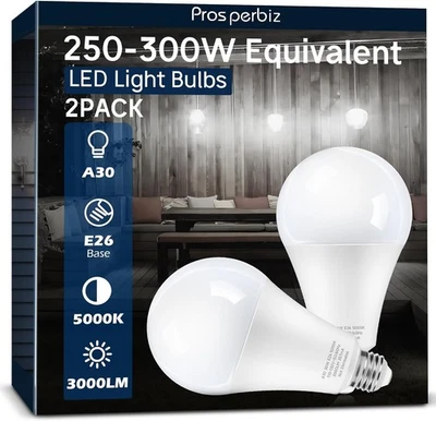 250 watt-300 watt Equivalent LED Light Bulbs, 3000 Lumens Daylight White  - Image 1 of 4