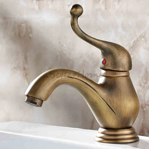 Antique Brass Single Hole Lavatory Sink Wate Mixer Bathroom Washbasin Faucet - Picture 1 of 5