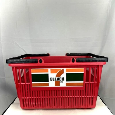 Cesta de compras de plástico roja 7-11 vintage RARA - excelente estado / utilería Foto 1 de 4
