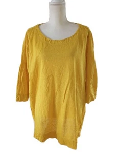 Top túnica Sigrid Olsen para mujer 100 % lino amarillo talla grande 2X informal playa fluido - Imagen 1 de 6