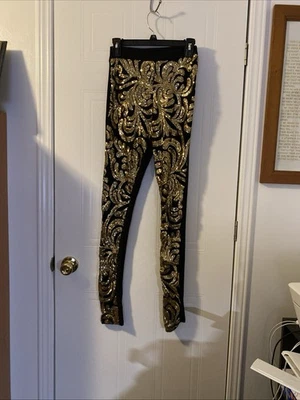 Leggings de lentejuelas doradas medianos Fashion Queen para mujer Foto 1 de 4