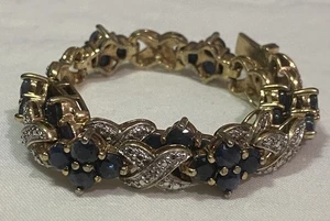 Ross Simons Infinity Sterling Silver Vermeil Sapphire 7 3/4" Tennis Bracelet - Picture 1 of 9