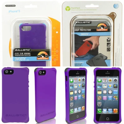 Funda Gel TPU Ballistic LS Suave iPhone SE iPhone 5S 5 con Parachoques de Color - Púrpura Foto 1 de 4