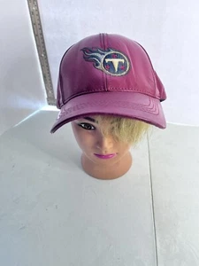 Vintage NFL Tennessee Titans Leather Hat Adjustable Strap Made In USA Red NOS - Picture 1 of 7