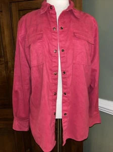 Chaqueta Camisa Chico’s Hot Rosa Imitación Gamuza Poliéster Frente a Presión 2/L - Imagen 1 de 4