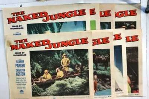 ORIGINAL LOBBY CARDS - THE NAKED JUNGLE - 1954 - set of 8 - Charlton Heston,... - Picture 1 of 1