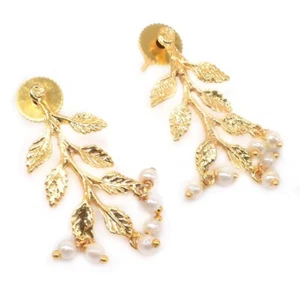 Fashion Leaf Earring Gold Plated Handmade Leaf Branch Earring 1.5" q935 - Picture 1 of 5