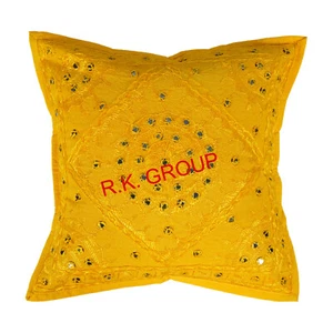 2 PC Home Décor Cotton Pillow Case Cover Indian Mirror Embroidered Cushion Cover - Picture 1 of 49