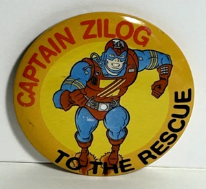 RARE FIND! Zilog Tech Co. 'Captain Zilog To the Rescue' Collectible Pin Back - Afbeelding 1 van 7
