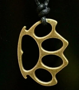 Duster Pewter Bronze Pendant Goth Biker Adjustable Cord Necklace - Picture 1 of 2