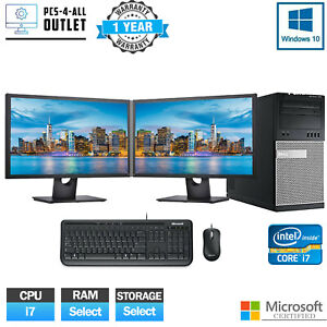 Fast Trading i7 Dual Monitor Dell Tower Computer PC 16GB RAM 512SSD WIFI