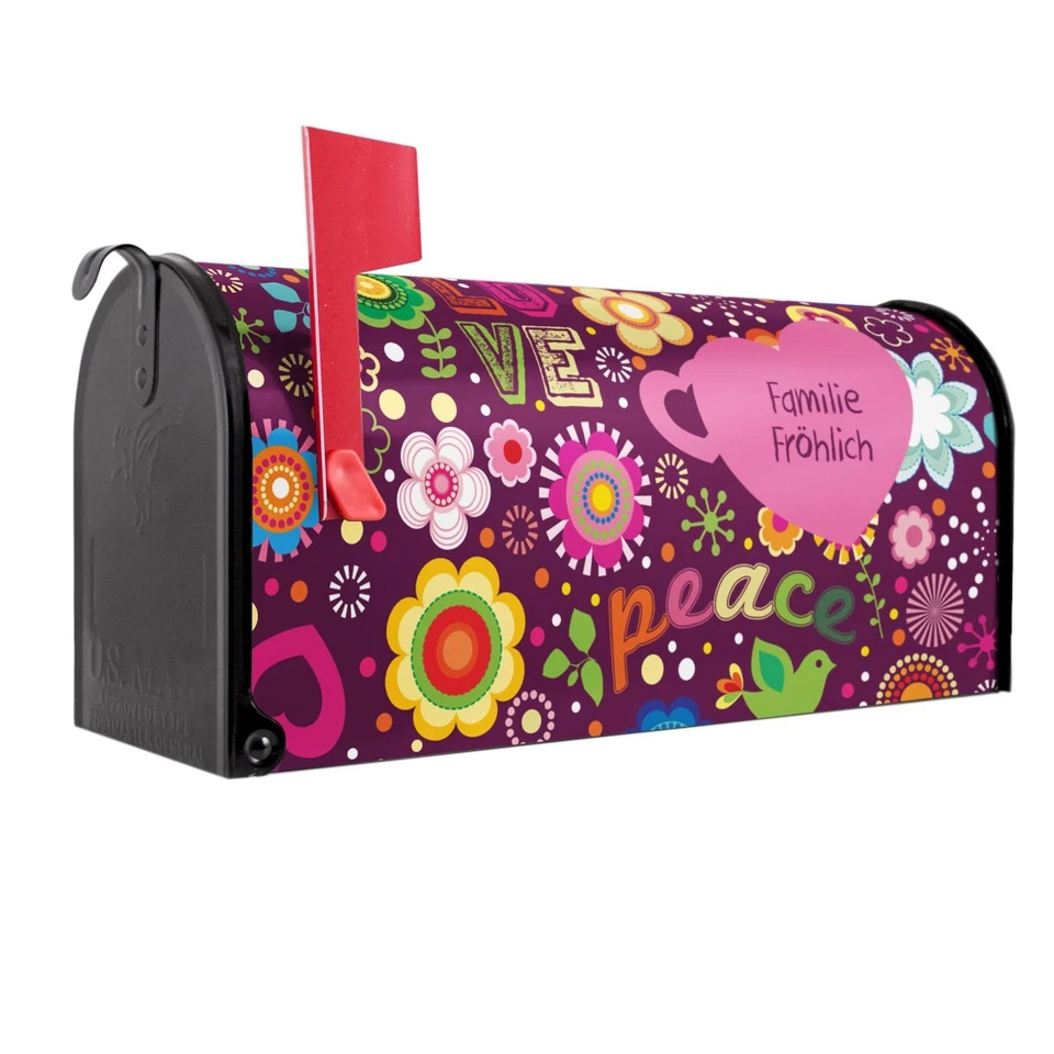 banjado US-Mailbox Briefkasten Amerikanische Letterbox Motiv Love and Peace - Bild 1 von 1