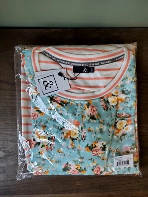 NWT Ampersand Ave Women's Crew Neck Pullover Teal Coral White Floral Sz 3XL - Image 1 of 4